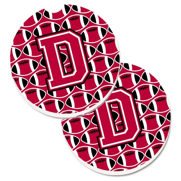Carolines Treasures Letter D Football Crimson and White Cup Holder Car Coaster, PK2 CJ1079-DCARC - main
